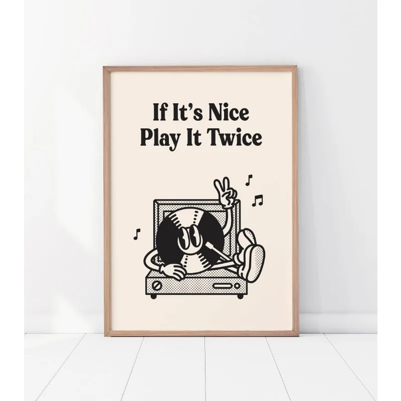 Winylowa płyta i gramofon - plakat retro Jasnozielony