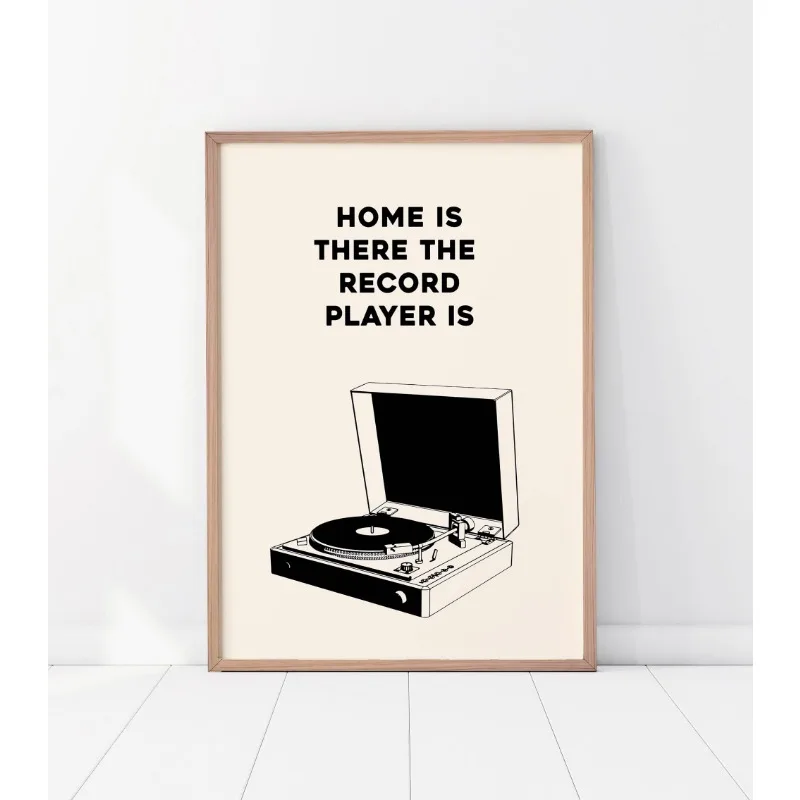 Winylowa płyta i gramofon - plakat retro Niebieski