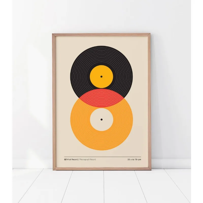 Winylowa płyta i gramofon - plakat retro Wielo