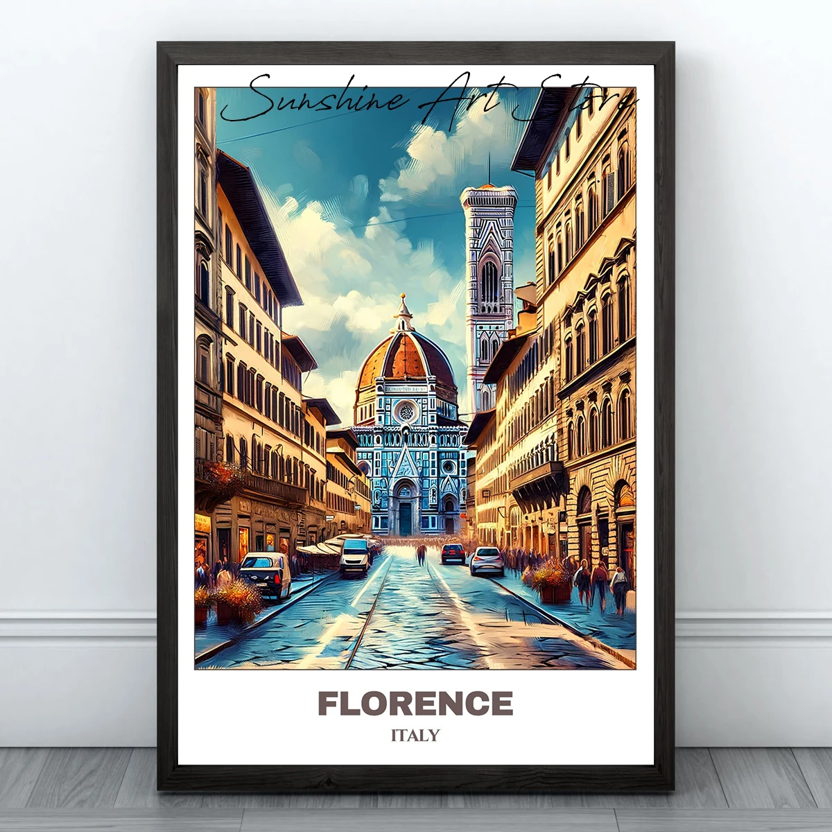 Włochy Wenecja Florencja - plakat pejzaż Czerwony
