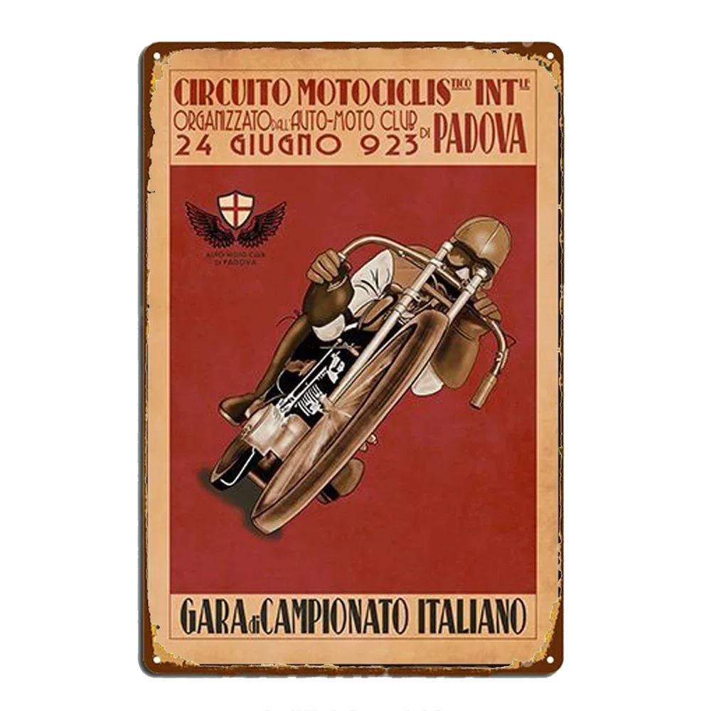 Wyścig motocyklowy - metalowy szyld vintage Niebieski