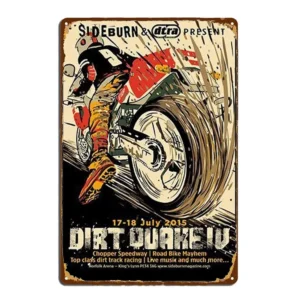 Wyścig motocyklowy - metalowy szyld vintage Zielony jabłko
