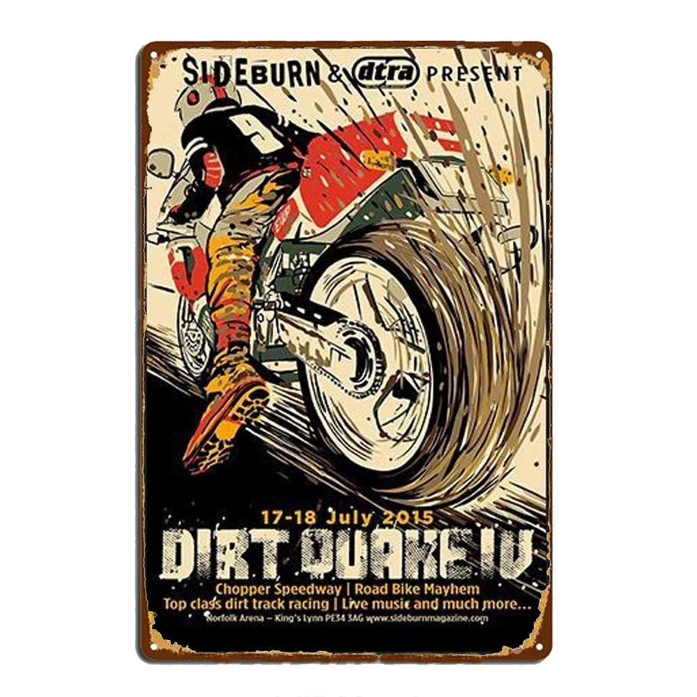 Wyścig motocyklowy - metalowy szyld vintage Zielony jabłko