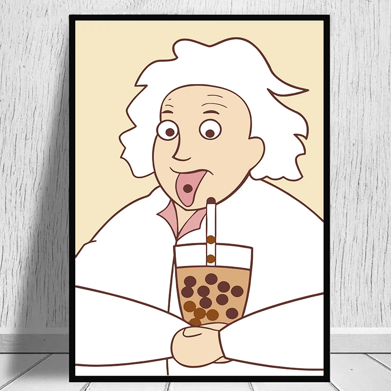 Zabawna Mona Lisa z bubble tea Czerwony