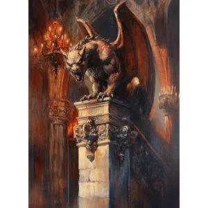 Zamek magii – gotycki plakat fantasy na płótnie Jasnoszary