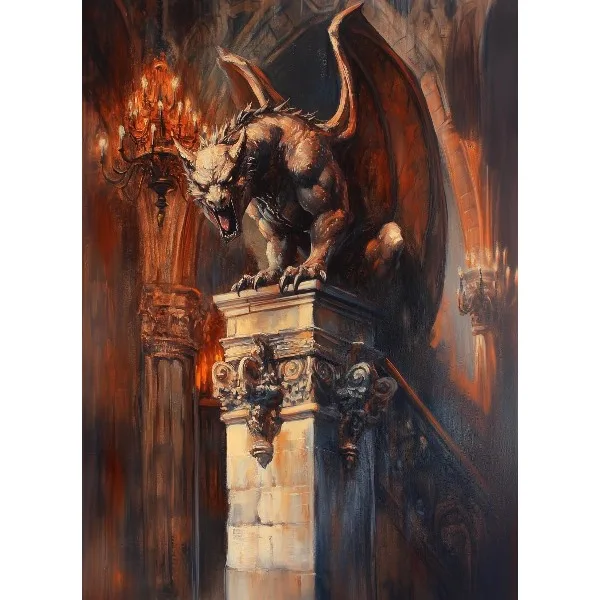 Zamek magii – gotycki plakat fantasy na płótnie Jasnoszary