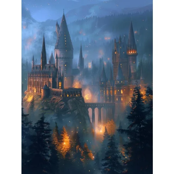 Zamek magii – gotycki plakat fantasy na płótnie Jasnożółty