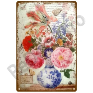 Zasady ogrodu - kwiatowy plakat w stylu vintage Armijna zieleń