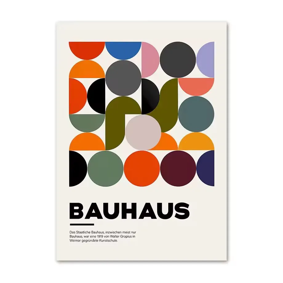 Zestaw plakatów Bauhaus - abstrakcyjna geometria żółty