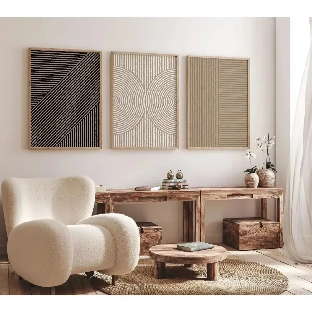 Zielono-złota geometria - zestaw 3 plakatów Czarny