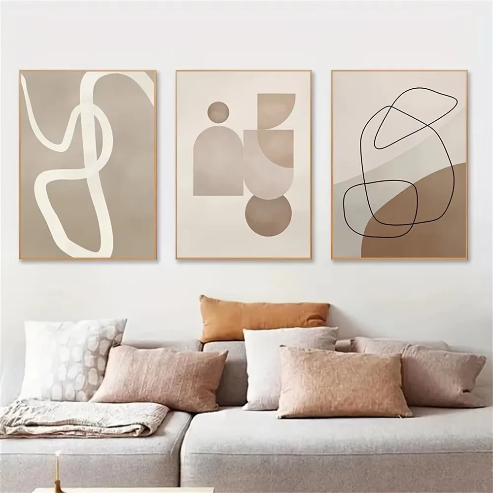 Zielono-złota geometria - zestaw 3 plakatów Jasnozielony