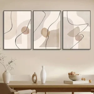Zielono-złota geometria - zestaw 3 plakatów Jasny niebieski