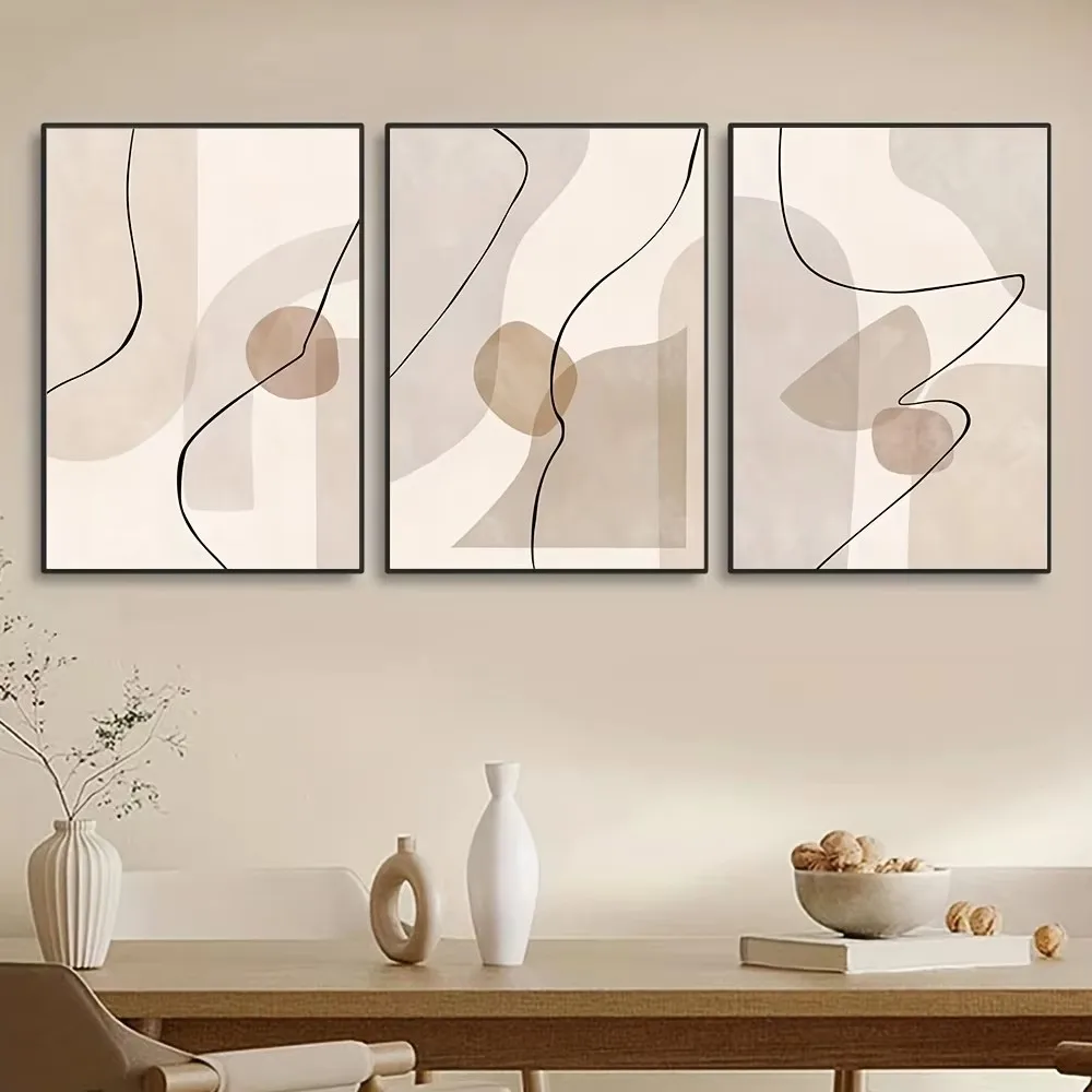 Zielono-złota geometria - zestaw 3 plakatów Jasny niebieski
