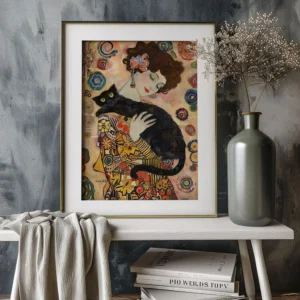 Złota secesja - plakat w stylu art nouveau Fioletowy/фиолетовый