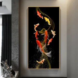Złote karpie Koi feng shui Biały