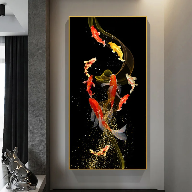 Złote karpie Koi feng shui Biały