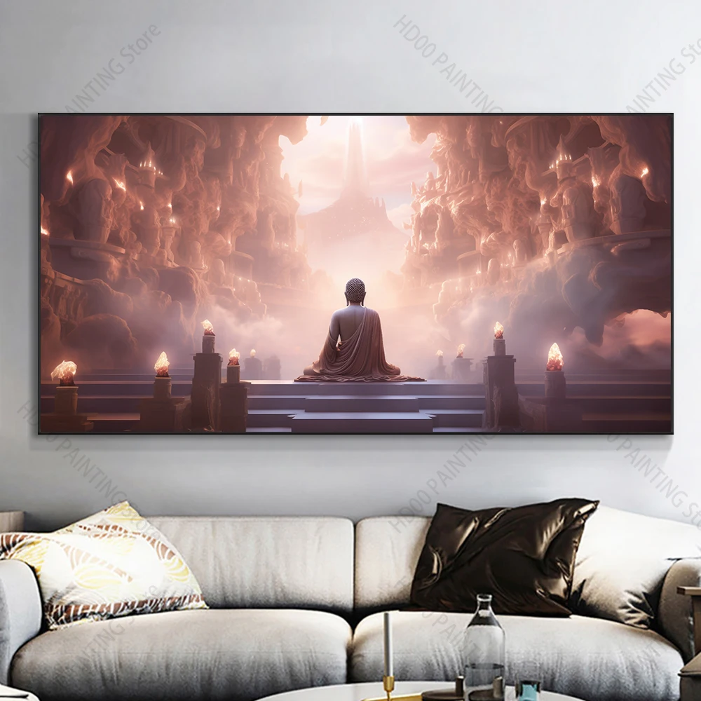 Złoty Budda nowoczesna sztuka religijna Fioletowy/фиолетовый