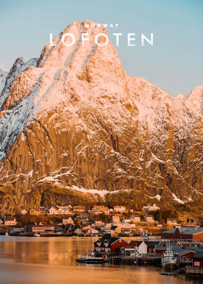 Zorza polarna nad Norwegią - plakat krajobraz Czarny