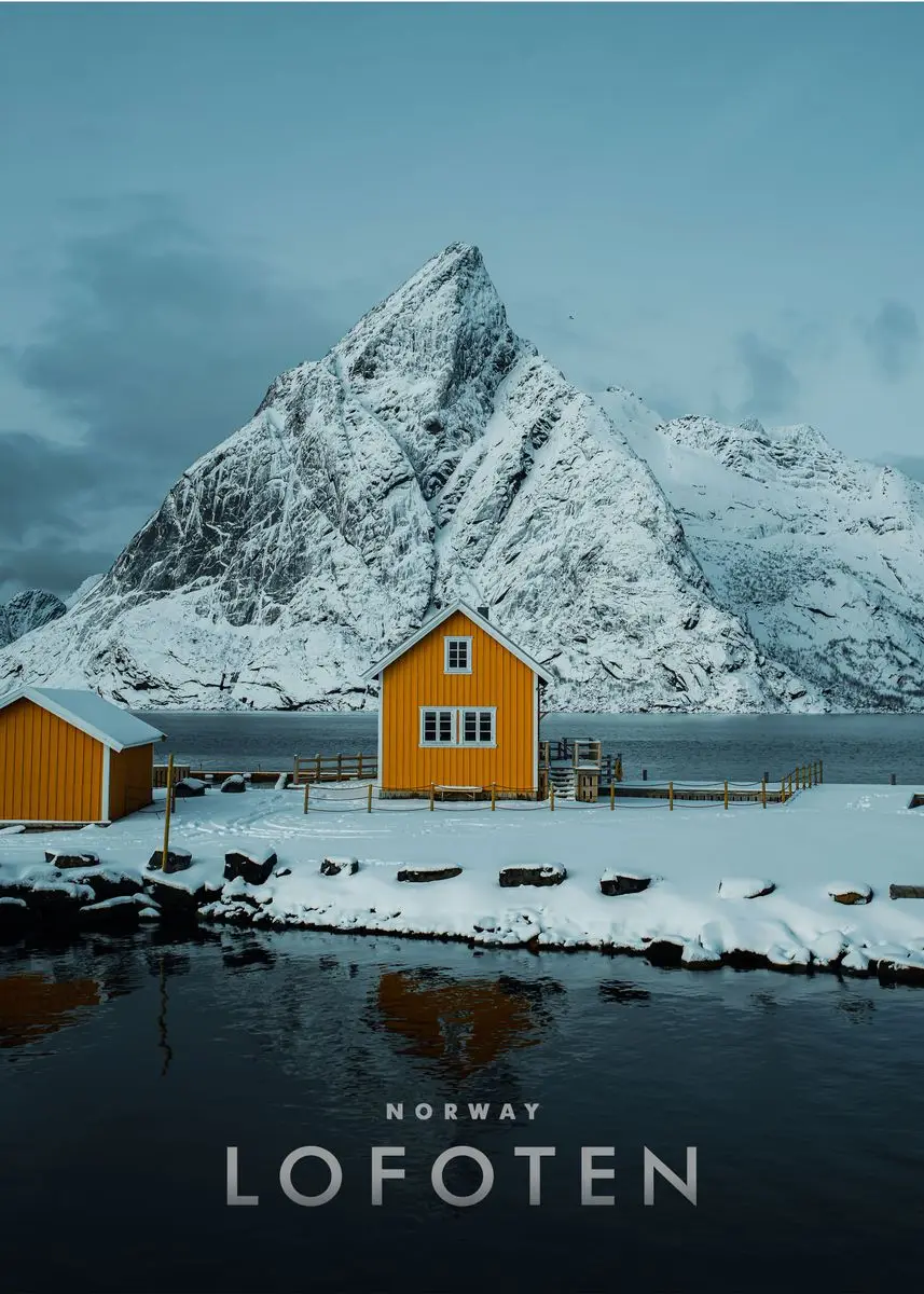 Zorza polarna nad Norwegią - plakat krajobraz Zielony